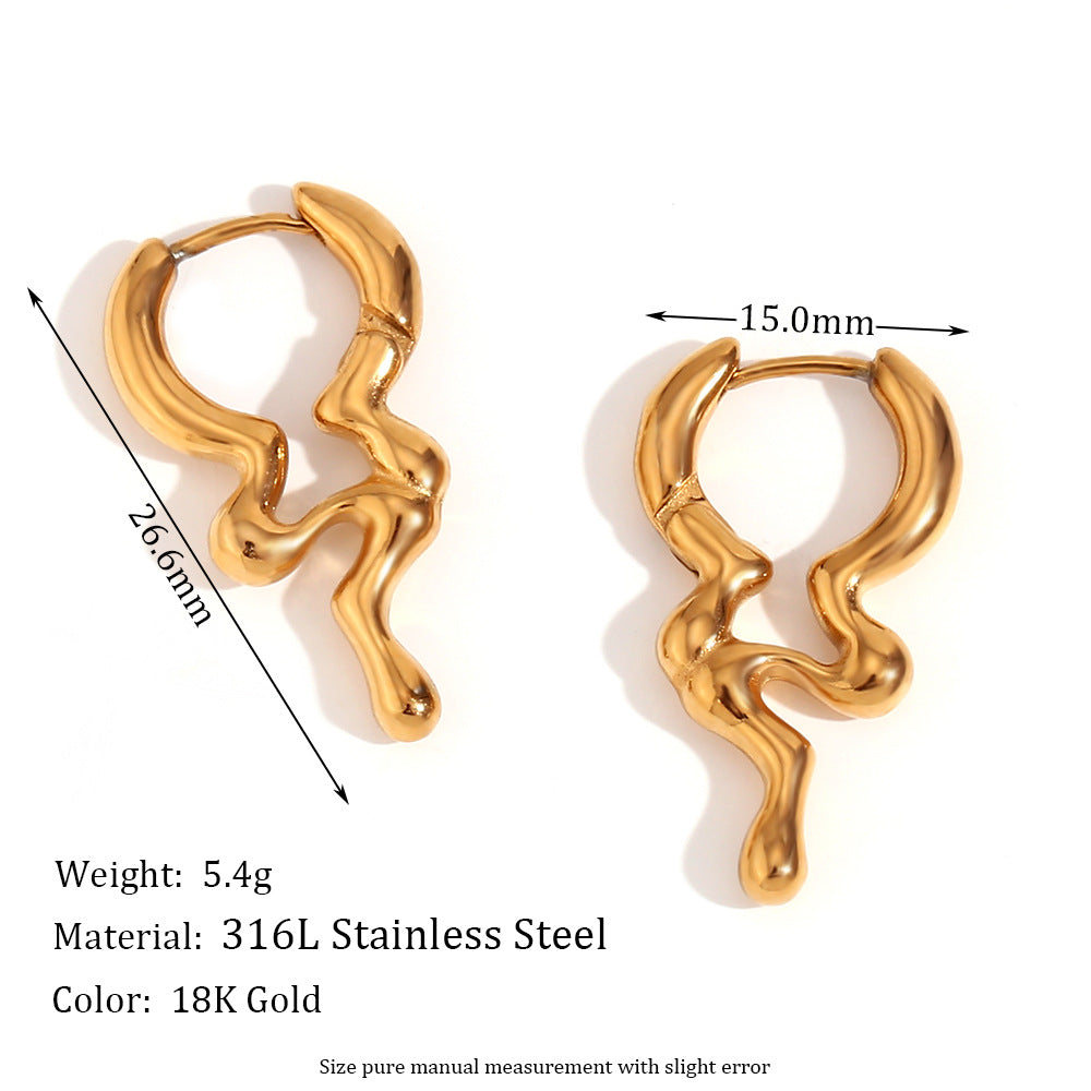 Circle Geometric Stainless Steel 18k Gold Plated Earrings