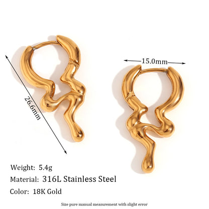 Circle Geometric Stainless Steel 18k Gold Plated Earrings