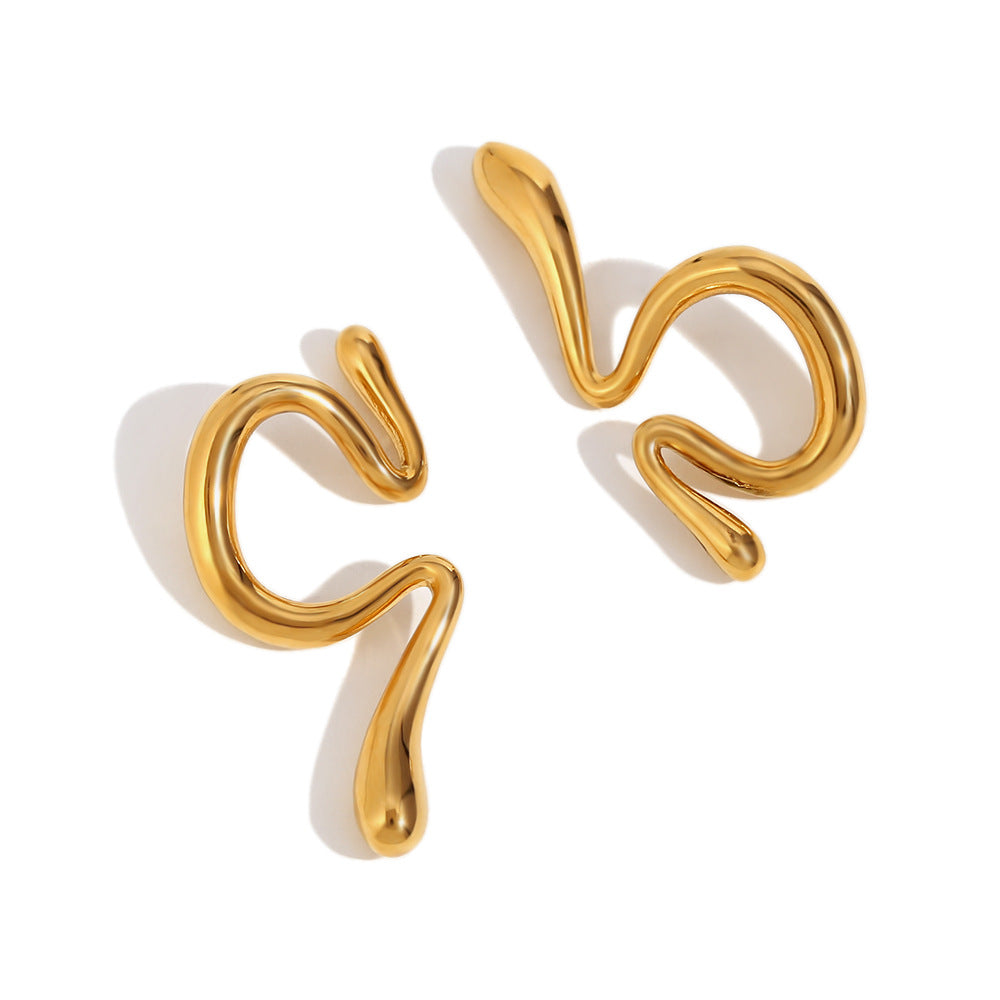 Circle Geometric Stainless Steel 18k Gold Plated Clip On Earrings