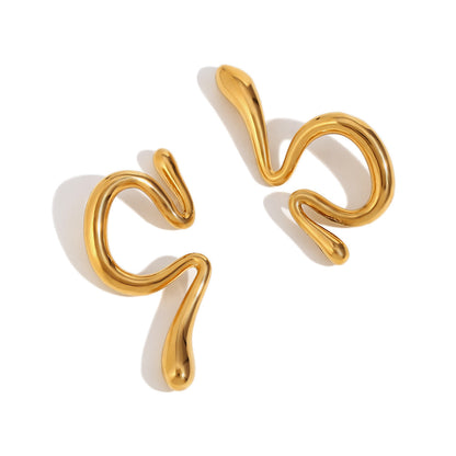 Circle Geometric Stainless Steel 18k Gold Plated Clip On Earrings