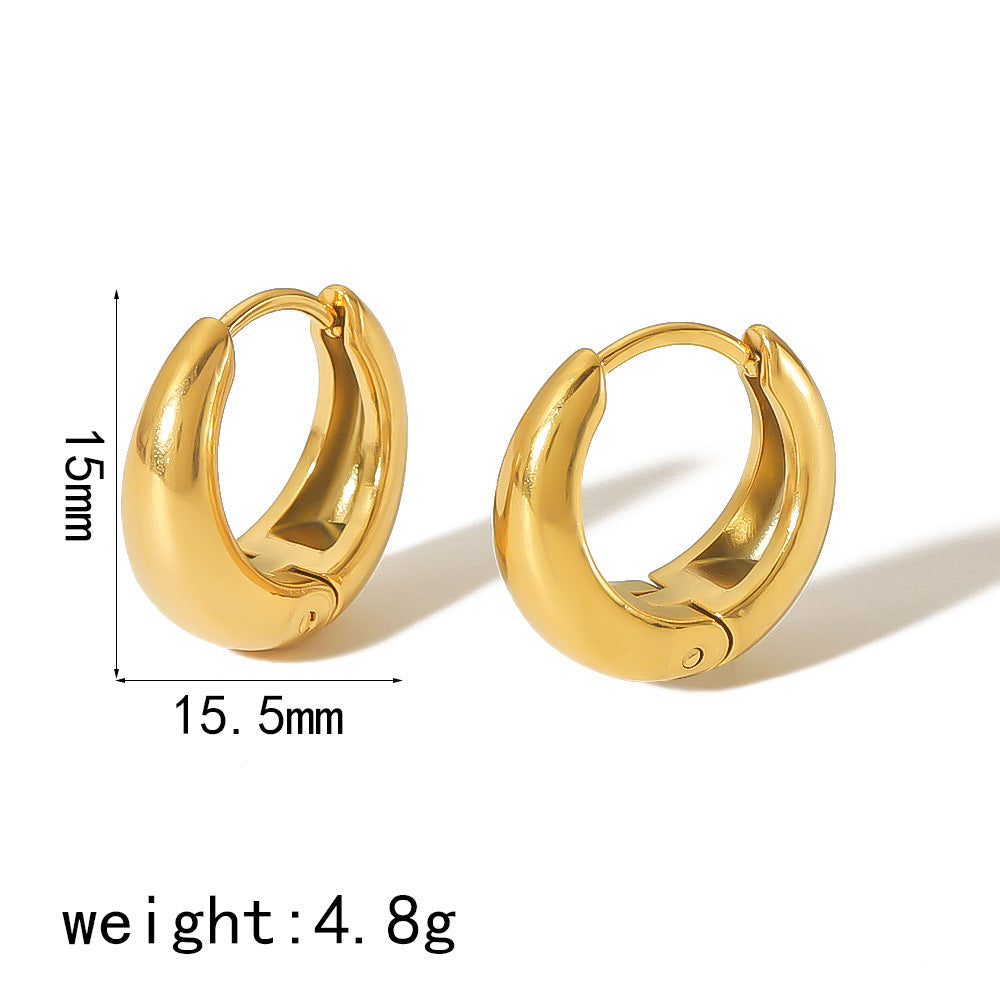 Hoop Earrings 15mm 18K Gold Plated