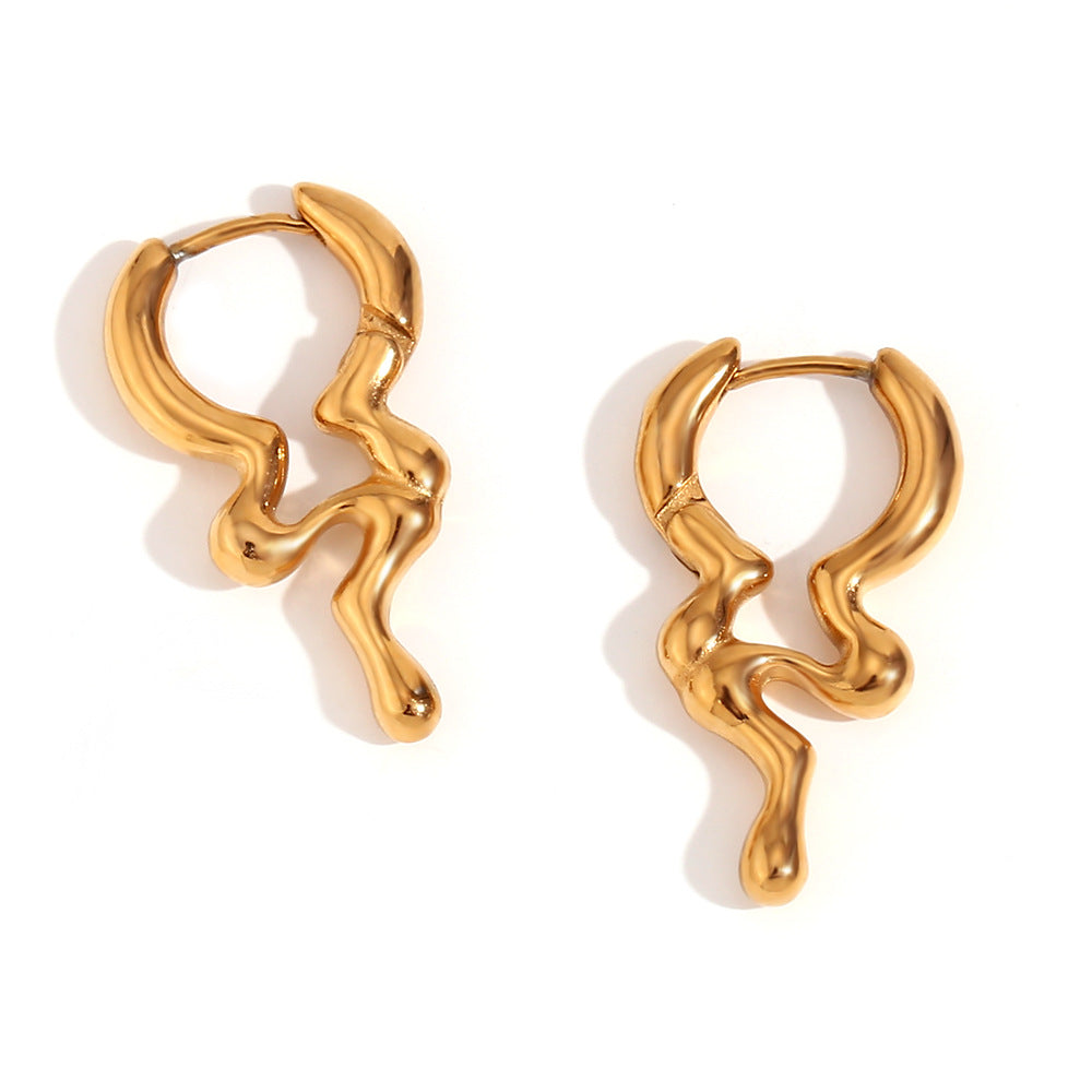 Circle Geometric Stainless Steel 18k Gold Plated Earrings