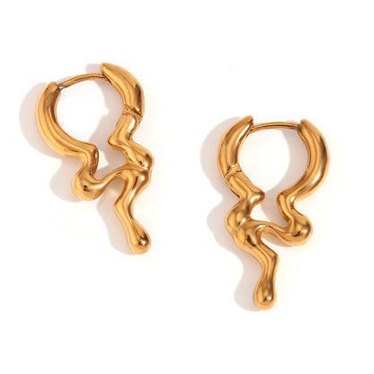 Circle Geometric Stainless Steel 18k Gold Plated Earrings