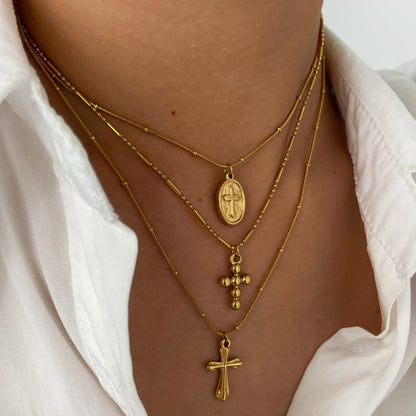 Cross 18K Gold Plated Steel Pendant Necklace
