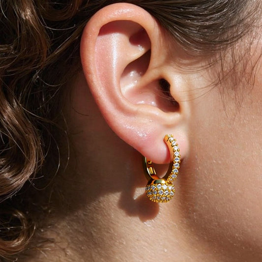 Circle Zircon 18K Gold Plated Stainless Steel Stud