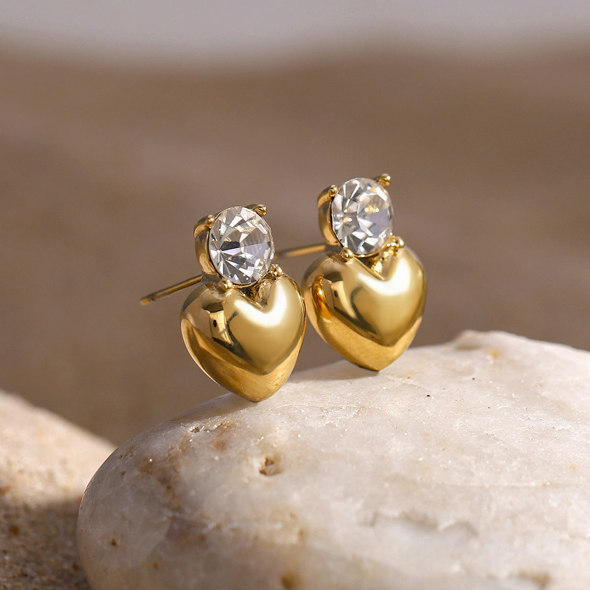 Heart Stainless Steel 18k Gold Plated Earrings