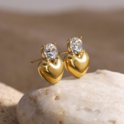 Heart Stainless Steel 18k Gold Plated Earrings