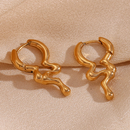 Circle Geometric Stainless Steel 18k Gold Plated Earrings