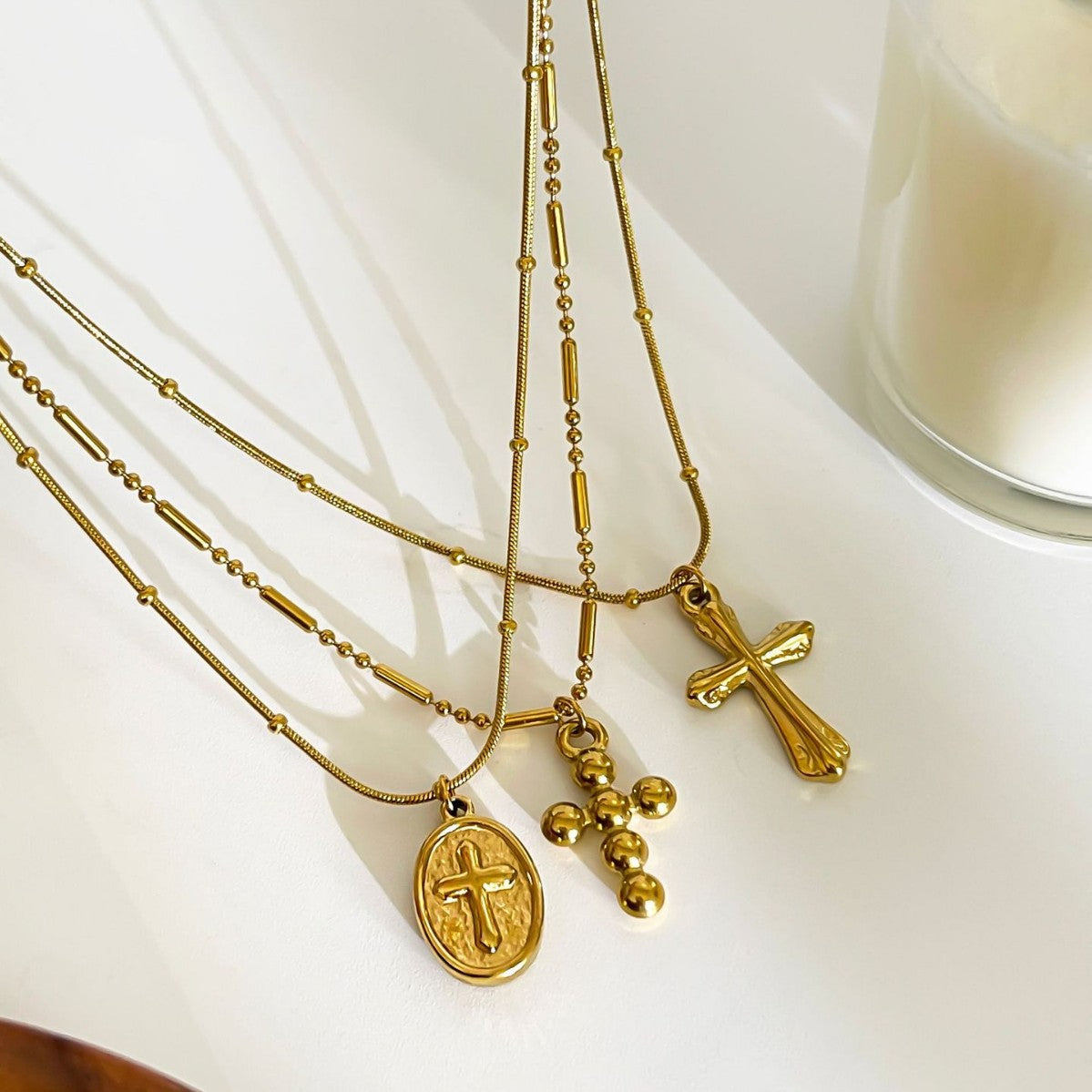 Cross 18K Gold Plated Steel Pendant Necklace