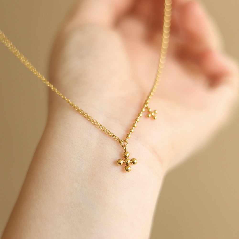 Cross Pendant Necklace 18K Gold Plated Steel