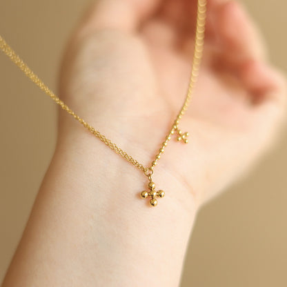 Cross Pendant Necklace 18K Gold Plated Steel