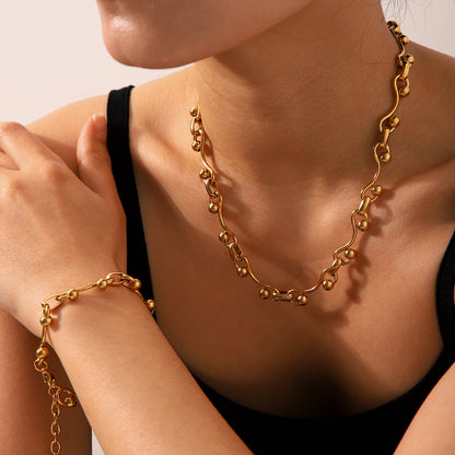 Bracelet Geometric 18K Gold Plated Steel