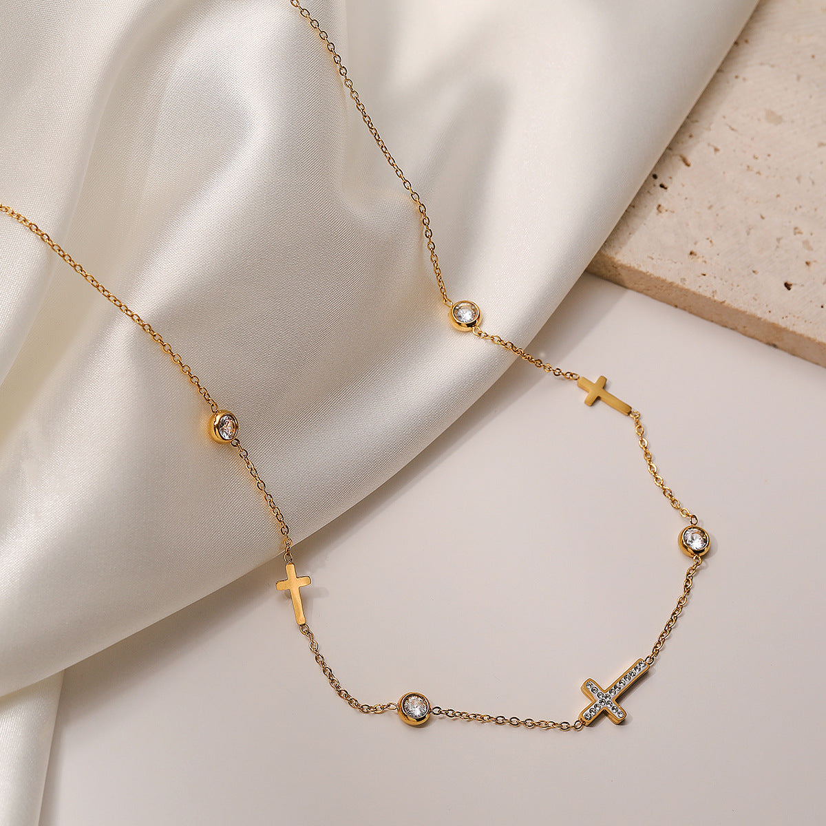 Cross 18K Gold Plated Steel Necklace