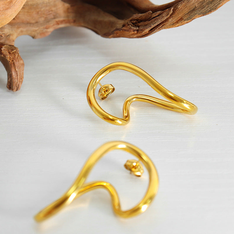 Exaggerated Irregular 18K Gold Plated Steel Earrings