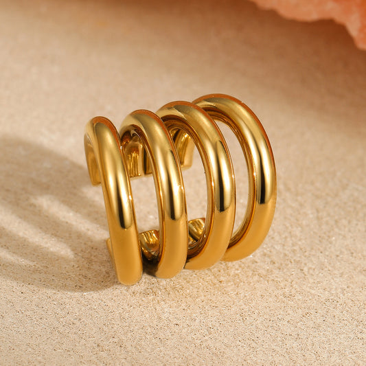 Circle Geometric Stainless Steel 18k Gold Plated Clip On Earrings