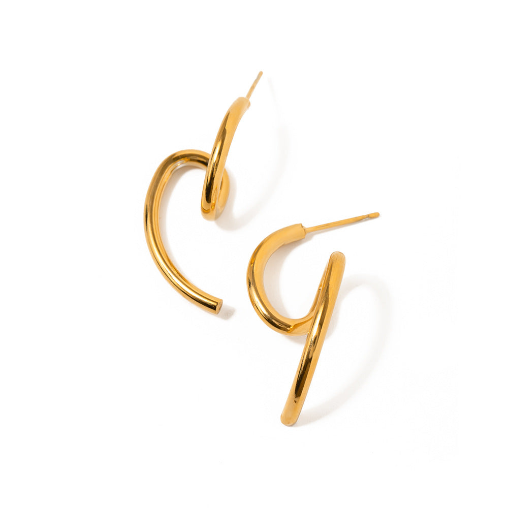 Stripe Geometric Stainless Steel 18k Gold Plated Earrings