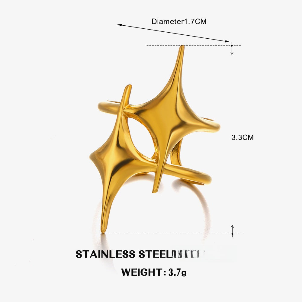 Star Ring 18k Gold Plated Steel