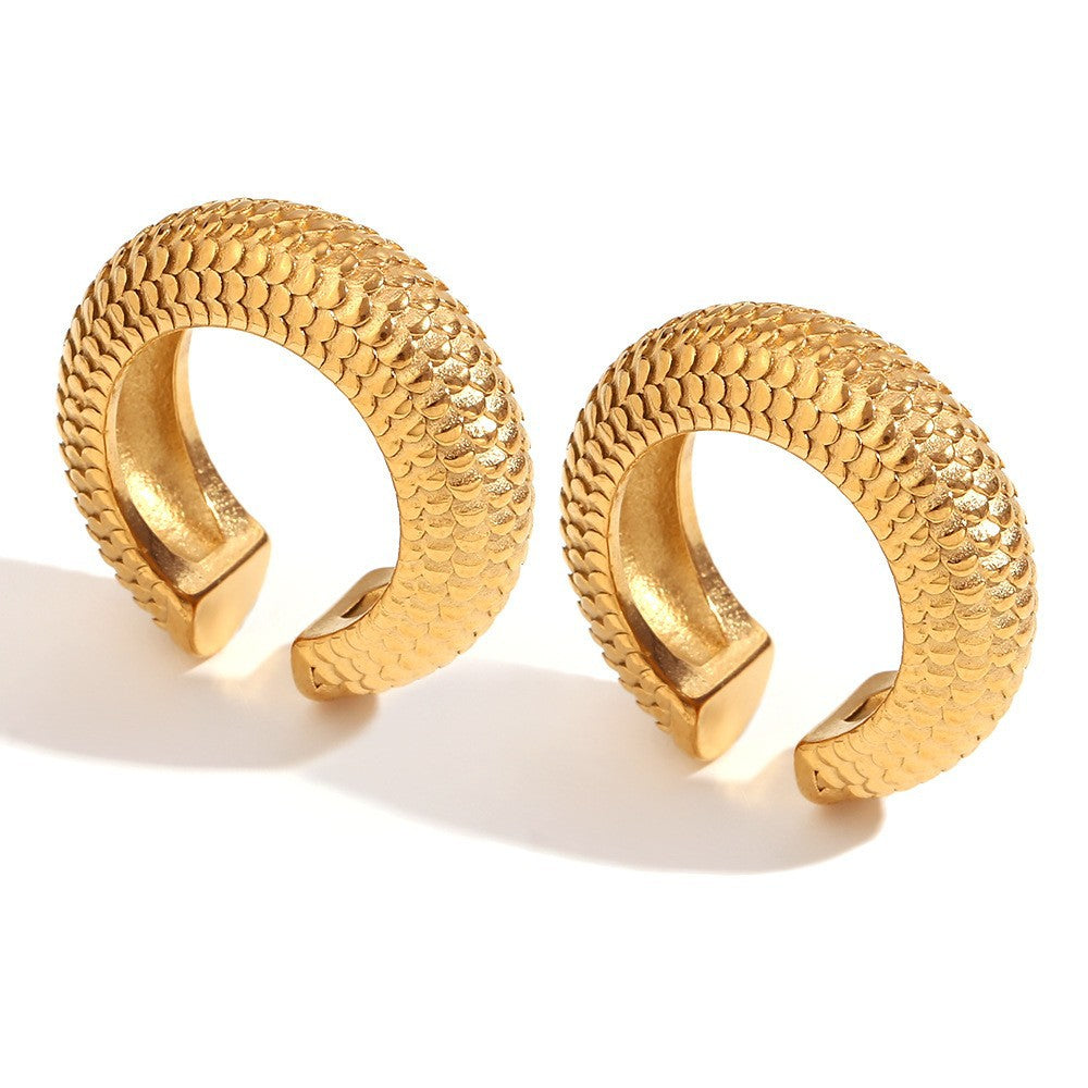 Circle Geometric Stainless Steel 18k Gold Plated Clip On Earrings