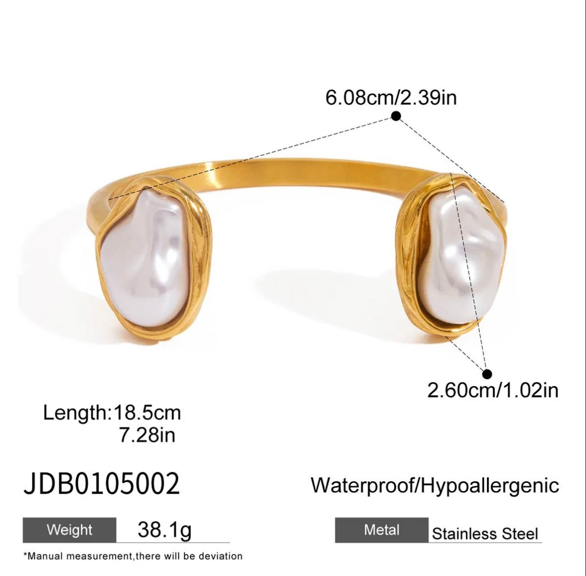 Artificial Baroque Pearl Stainless Steel Bracelet