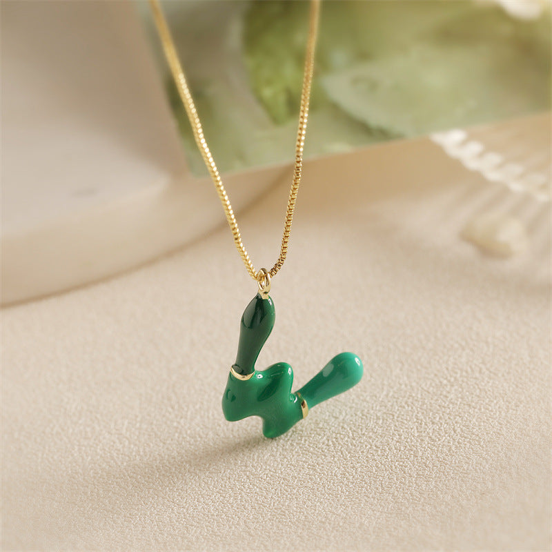 26 English Alphabet Pendant Necklace 18K Gold Stainless Steel