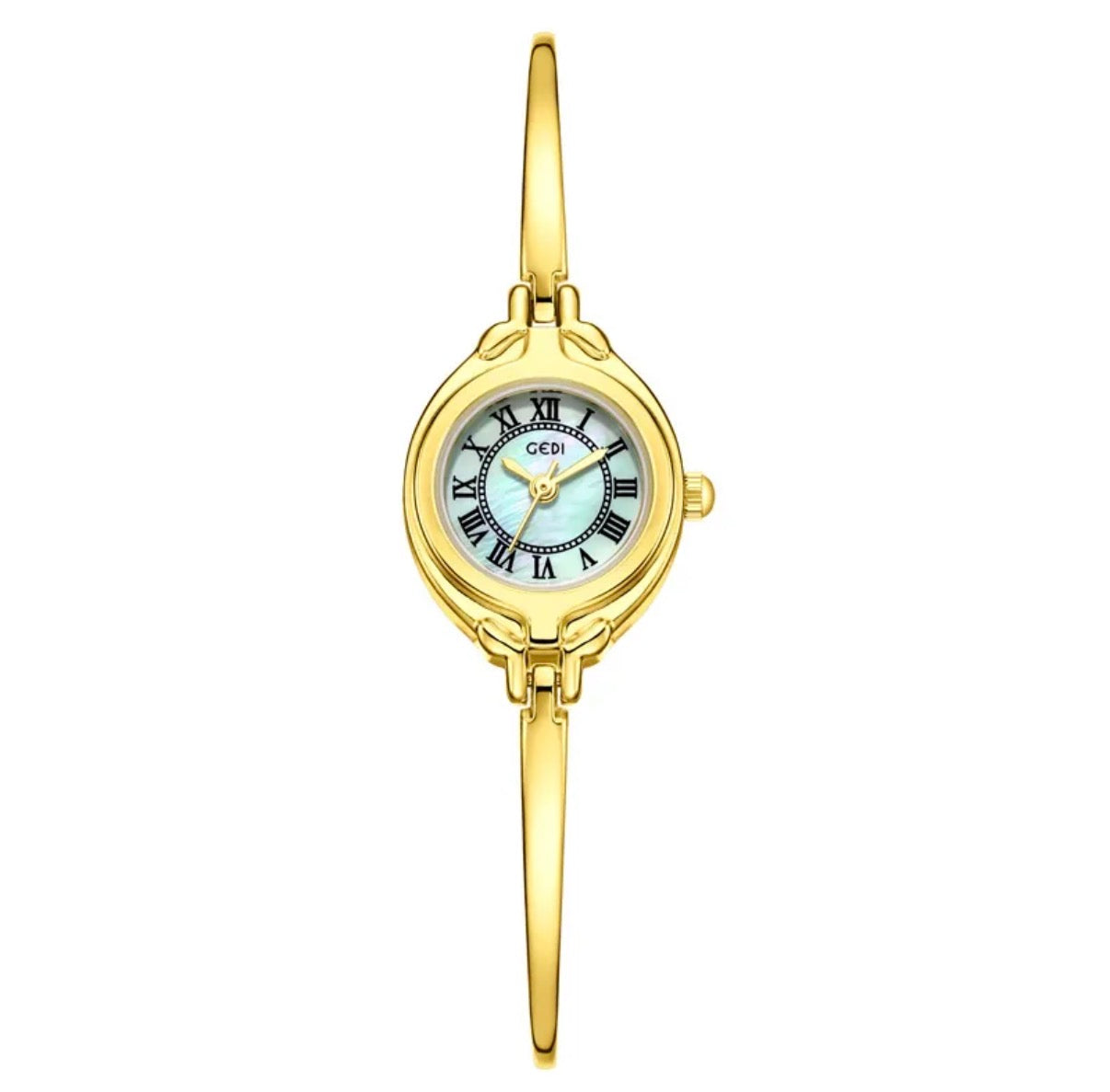 Vintage Women Quartz Watch Elegant Small Round Dial Alloy Bangle Bracelet Roman Numerals Waterproof Jewelry Timepiece