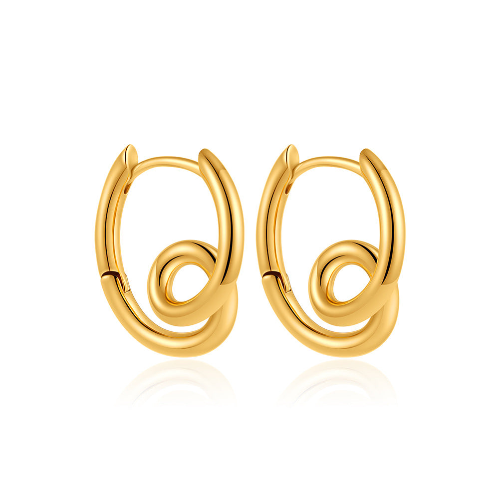 Circle Geometric Stainless Steel 18k Gold Plated Earrings