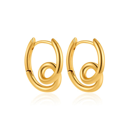 Circle Geometric Stainless Steel 18k Gold Plated Earrings