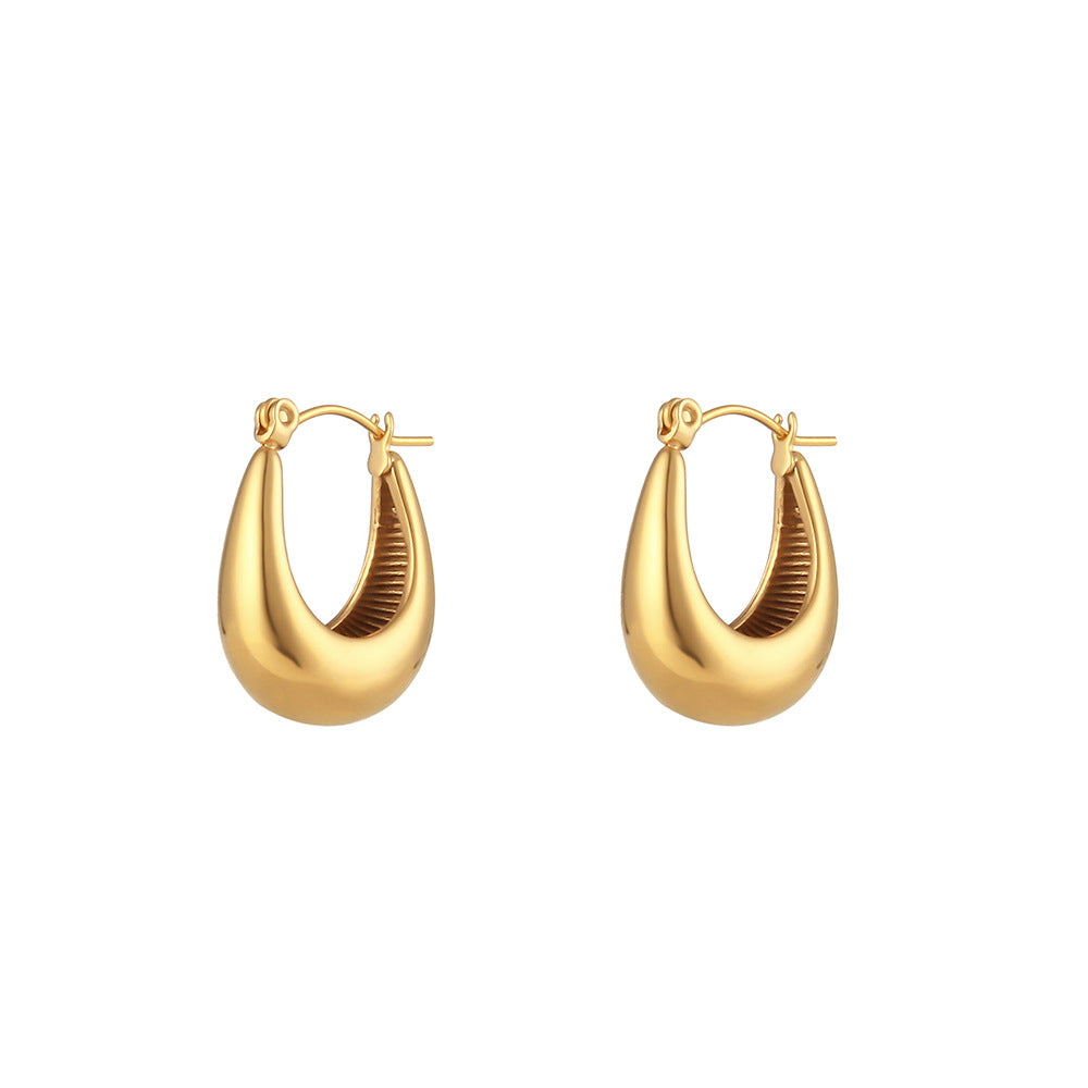 Ellipse Geometric Stainless Steel 18k Gold Plated Earrings