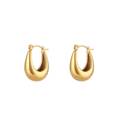 Ellipse Geometric Stainless Steel 18k Gold Plated Earrings