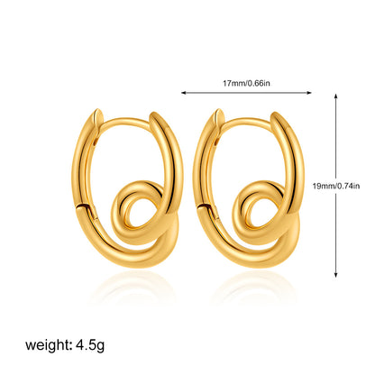 Circle Geometric Stainless Steel 18k Gold Plated Earrings