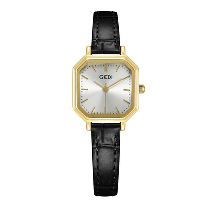 Retro Octagonal Quartz Watch For Women Simple Small Square Dial Waterproof PU Leather Strap Elegant Timepiece