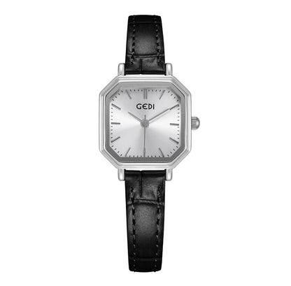 Retro Octagonal Quartz Watch For Women Simple Small Square Dial Waterproof PU Leather Strap Elegant Timepiece