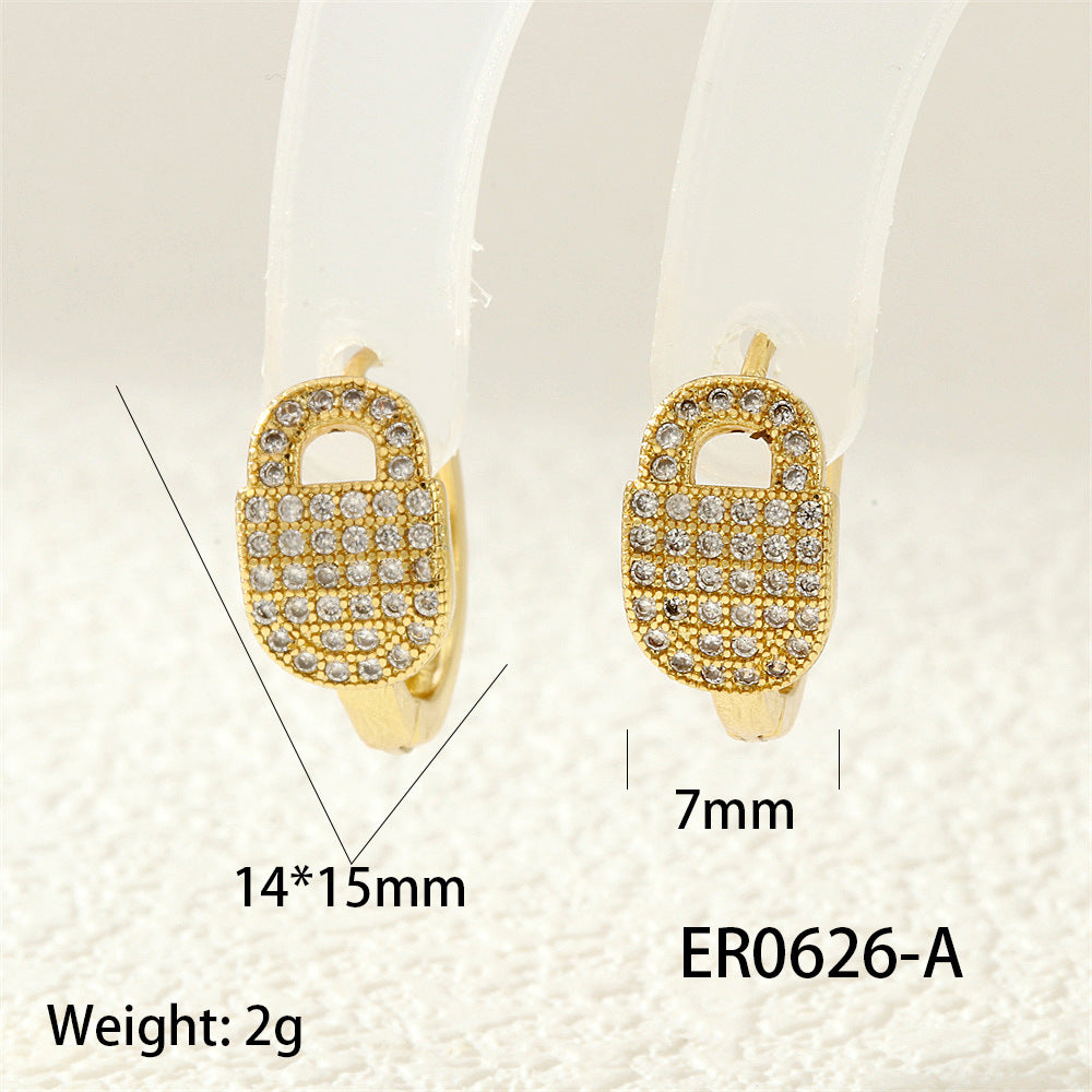 Lock Zircon 18K Gold Plated Stainless Steel Stud