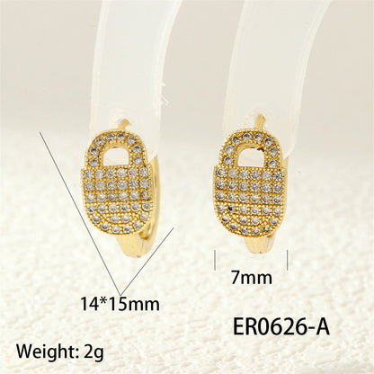 Lock Zircon 18K Gold Plated Stainless Steel Stud