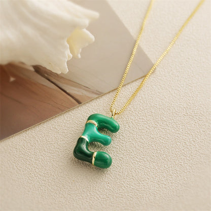 26 English Alphabet Pendant Necklace 18K Gold Stainless Steel