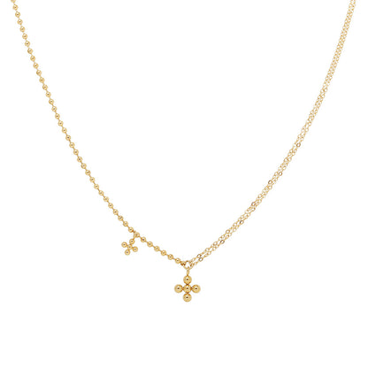 Cross Pendant Necklace 18K Gold Plated Steel