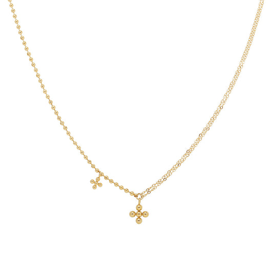 Cross Pendant Necklace 18K Gold Plated Steel