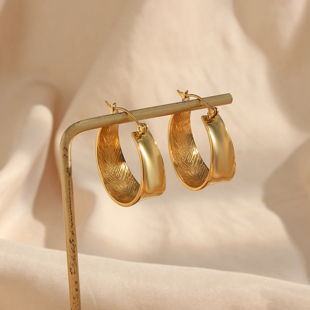 Ellipse Geometric Stainless Steel 18k Gold Plated Earrings