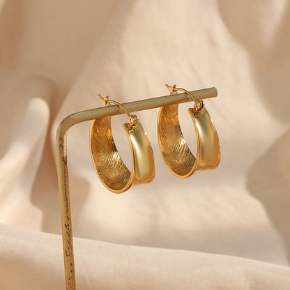 Ellipse Geometric Stainless Steel 18k Gold Plated Earrings