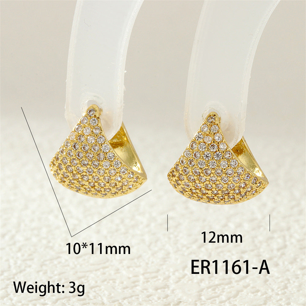 Triangle Zircon 18K Gold Plated Stainless Steel Stud