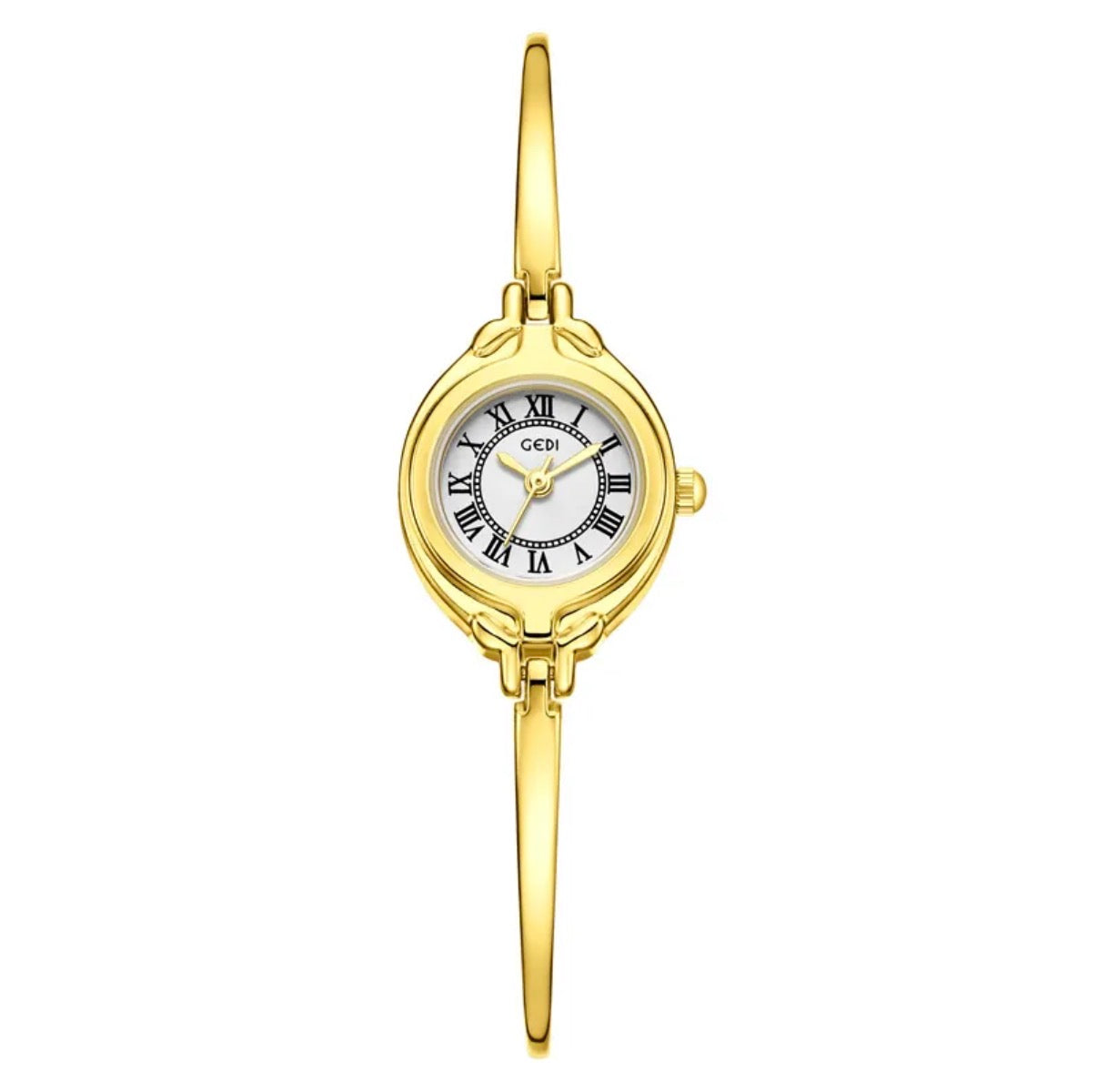 Vintage Women Quartz Watch Elegant Small Round Dial Alloy Bangle Bracelet Roman Numerals Waterproof Jewelry Timepiece