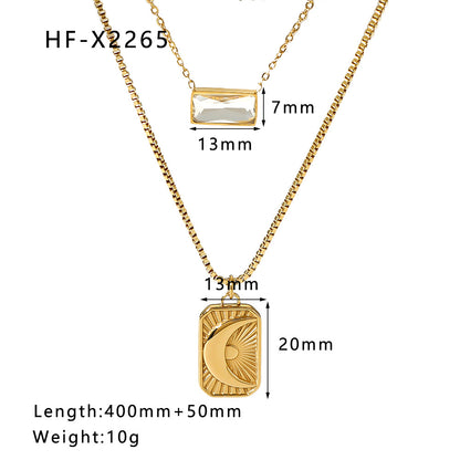 Moon Sun 18K Gold Plated Stainless Steel Necklaces