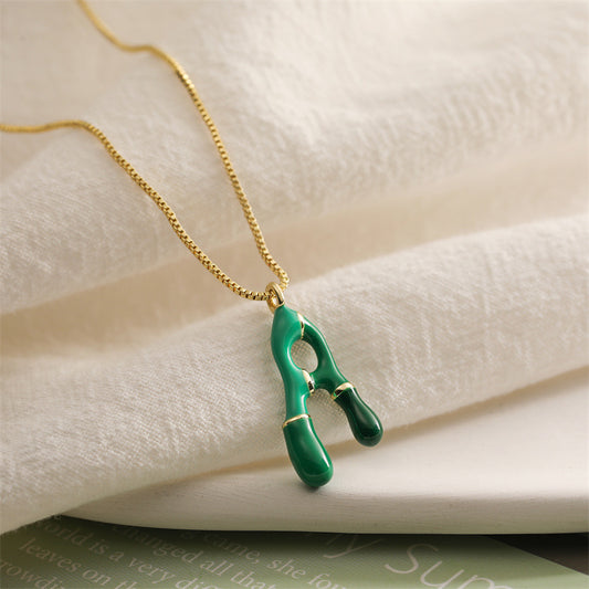 26 English Alphabet Pendant Necklace 18K Gold Stainless Steel