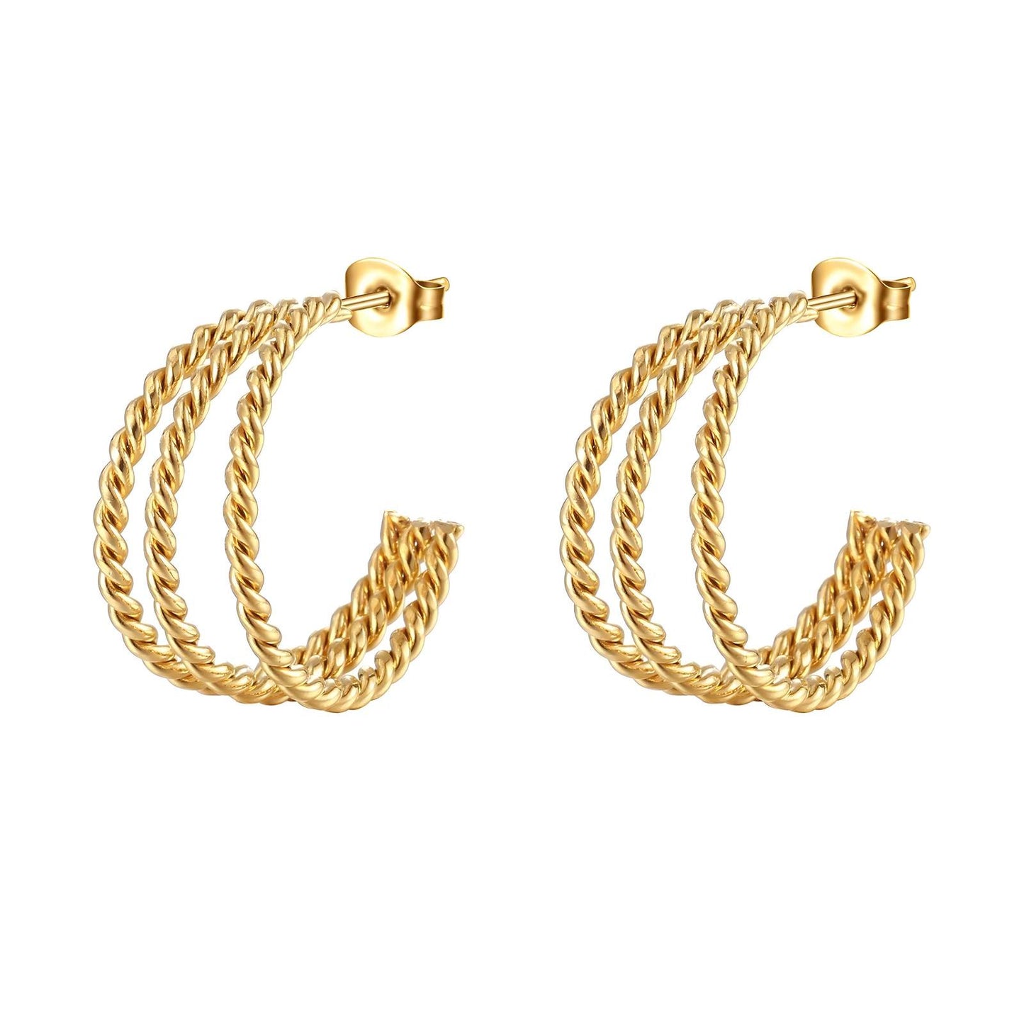 Earrings, 18K Gold Plated Steel
