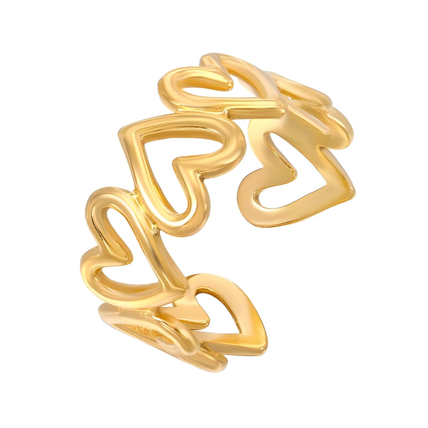 "Hearts" Ring, 18K Gold Plated Steel