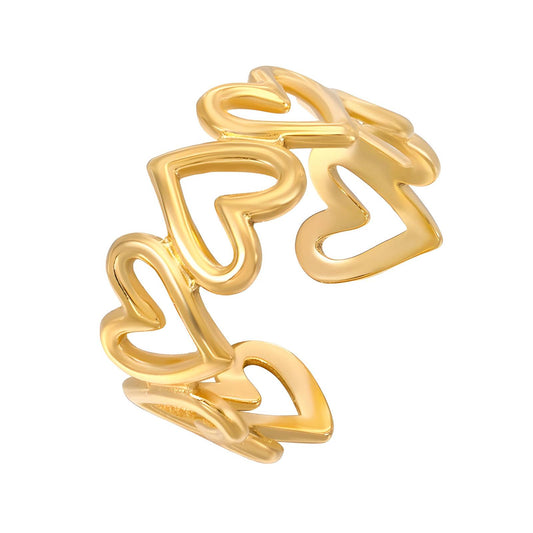 "Hearts" Ring, 18K Gold Plated Steel