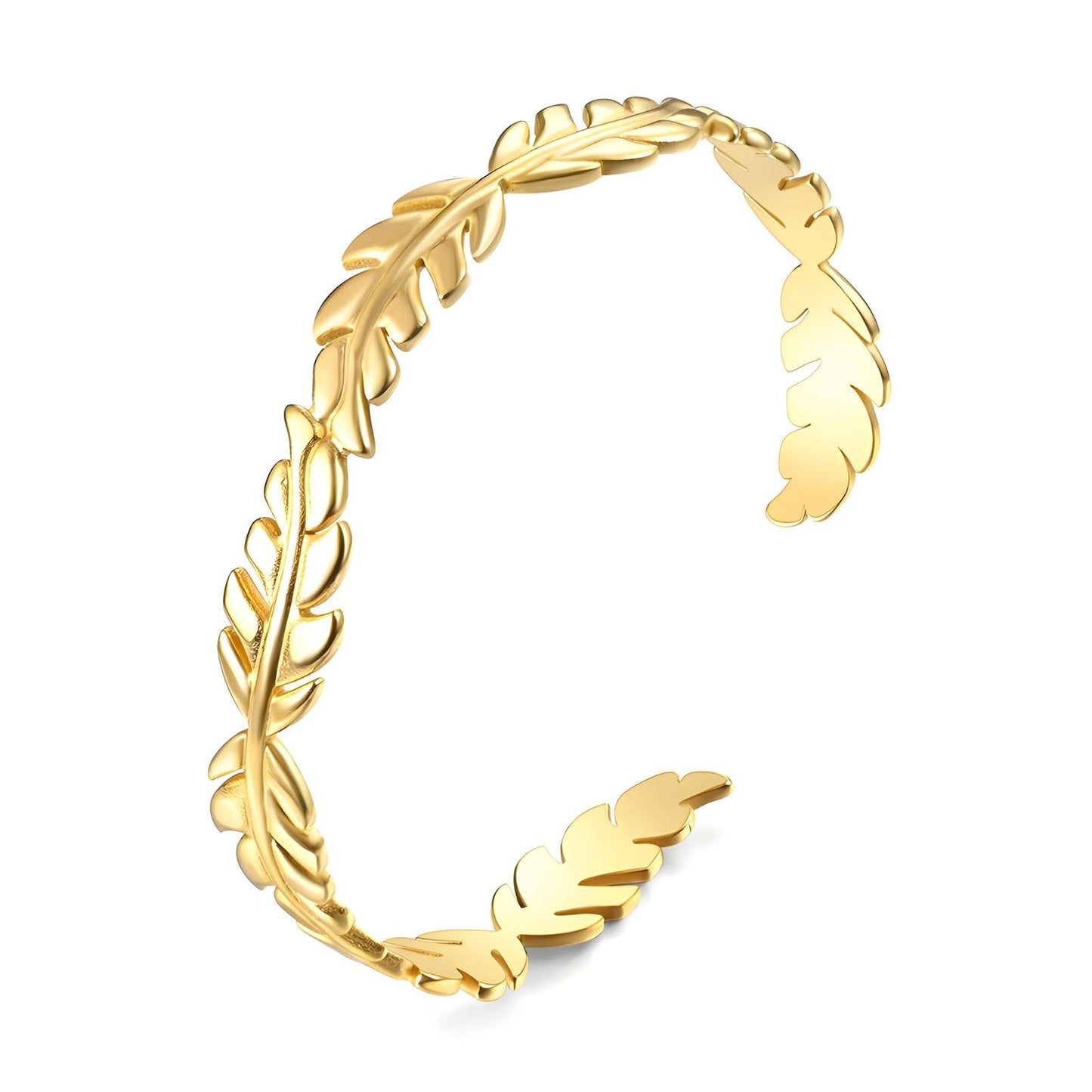 "Leaves" Bracelet, 18K Gold Plated Steel