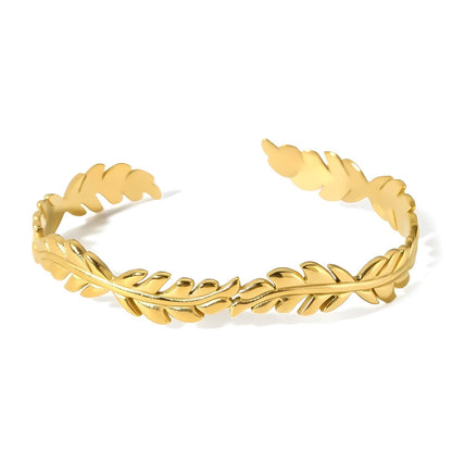 "Leaves" Bracelet, 18K Gold Plated Steel