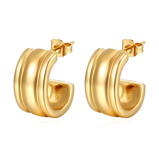 Earrings, 18K Gold Plated Steel