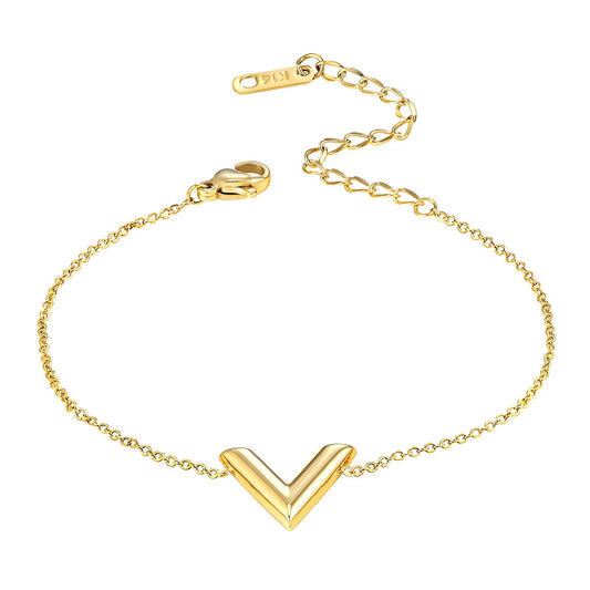 V Bracelet 18K Gold Plated Steel
